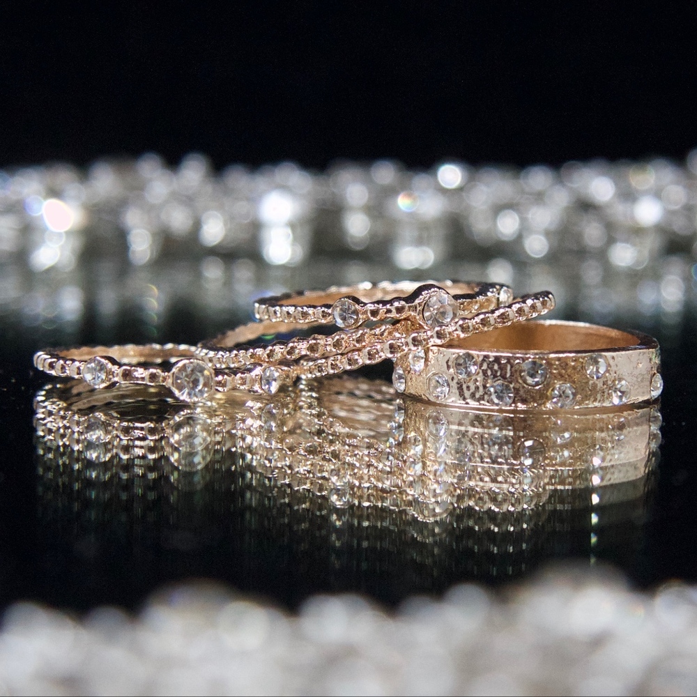 14kt Gold Dipped Swarovski Stack Rings - Picture 4 of 8